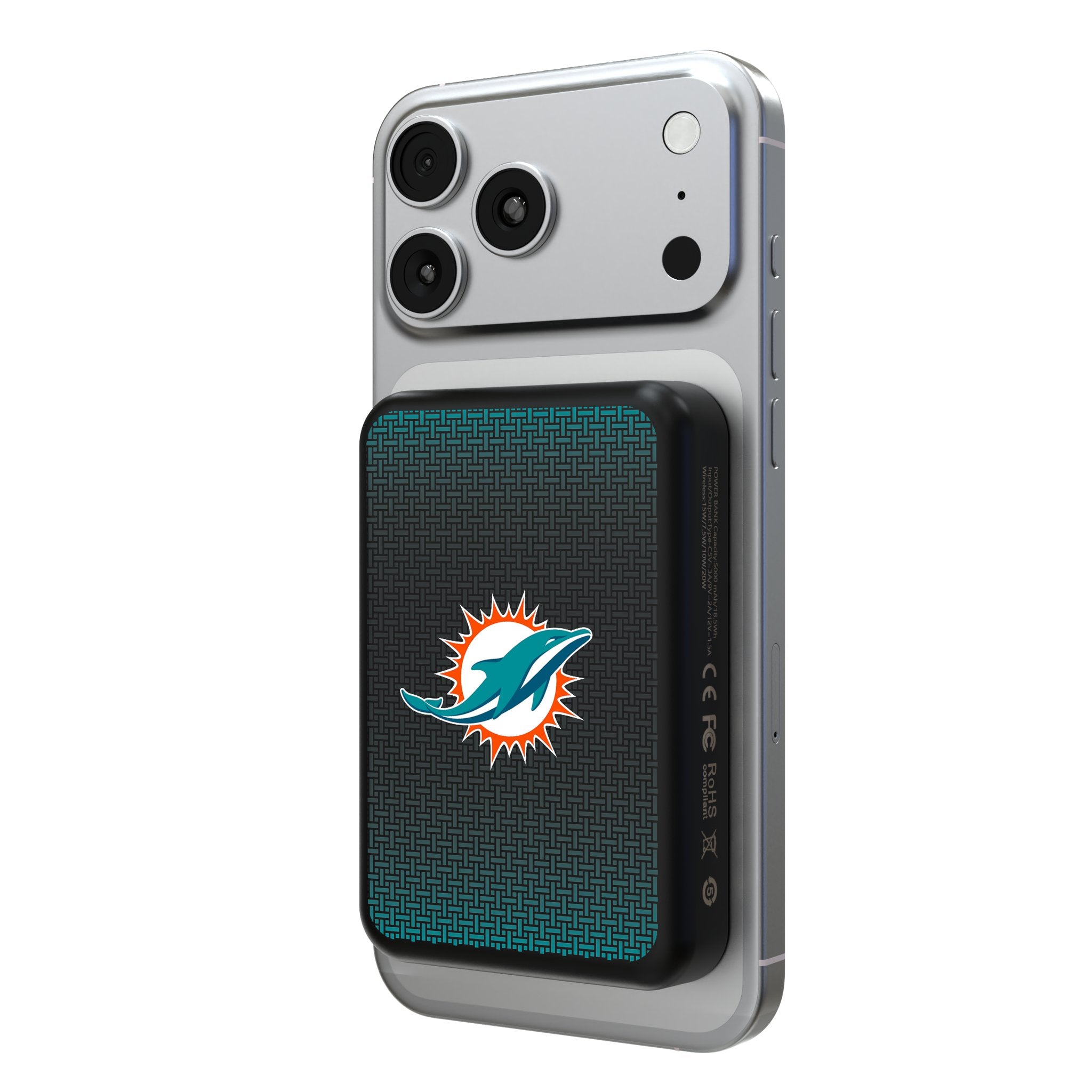 Miami Dolphins Linen Wireless Mag Power Bank