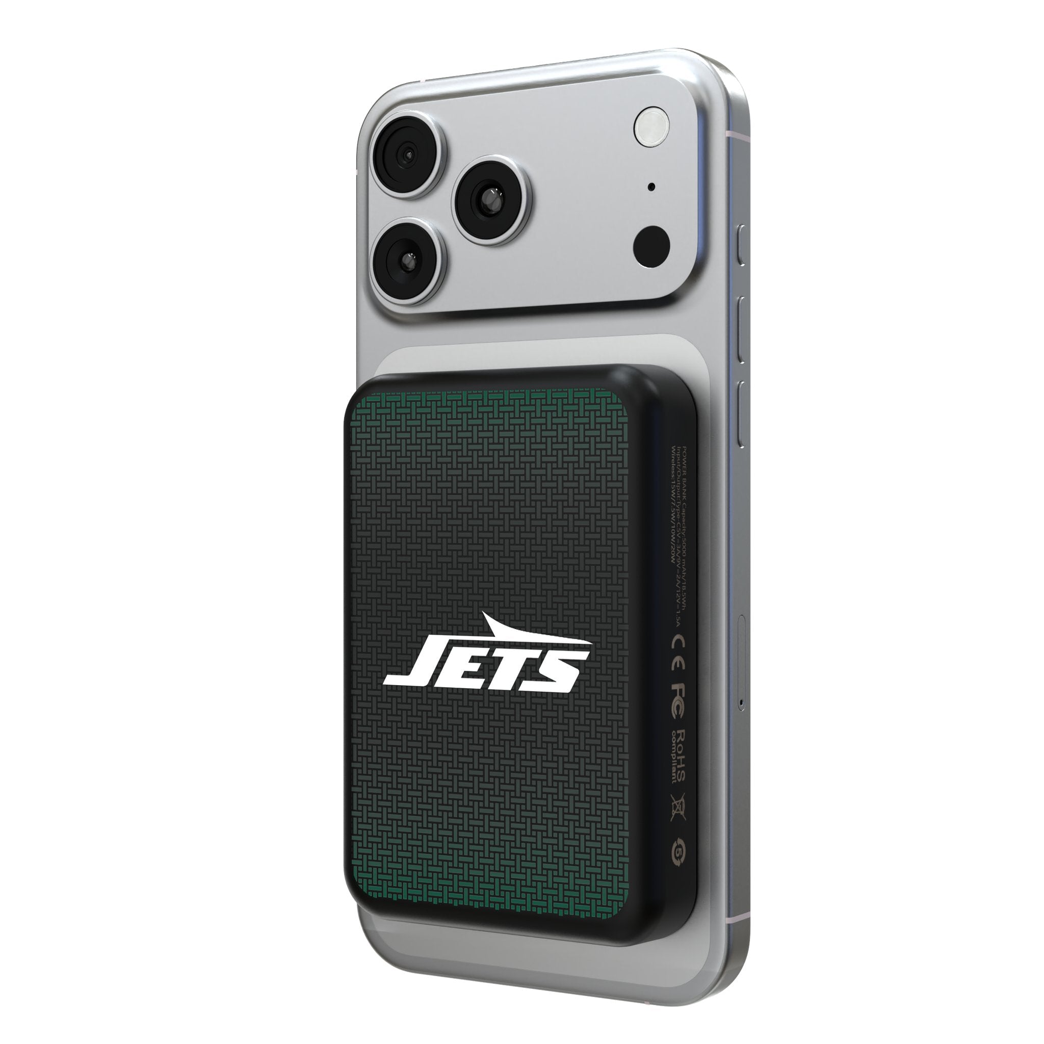 New York Jets Linen Wireless Mag Power Bank