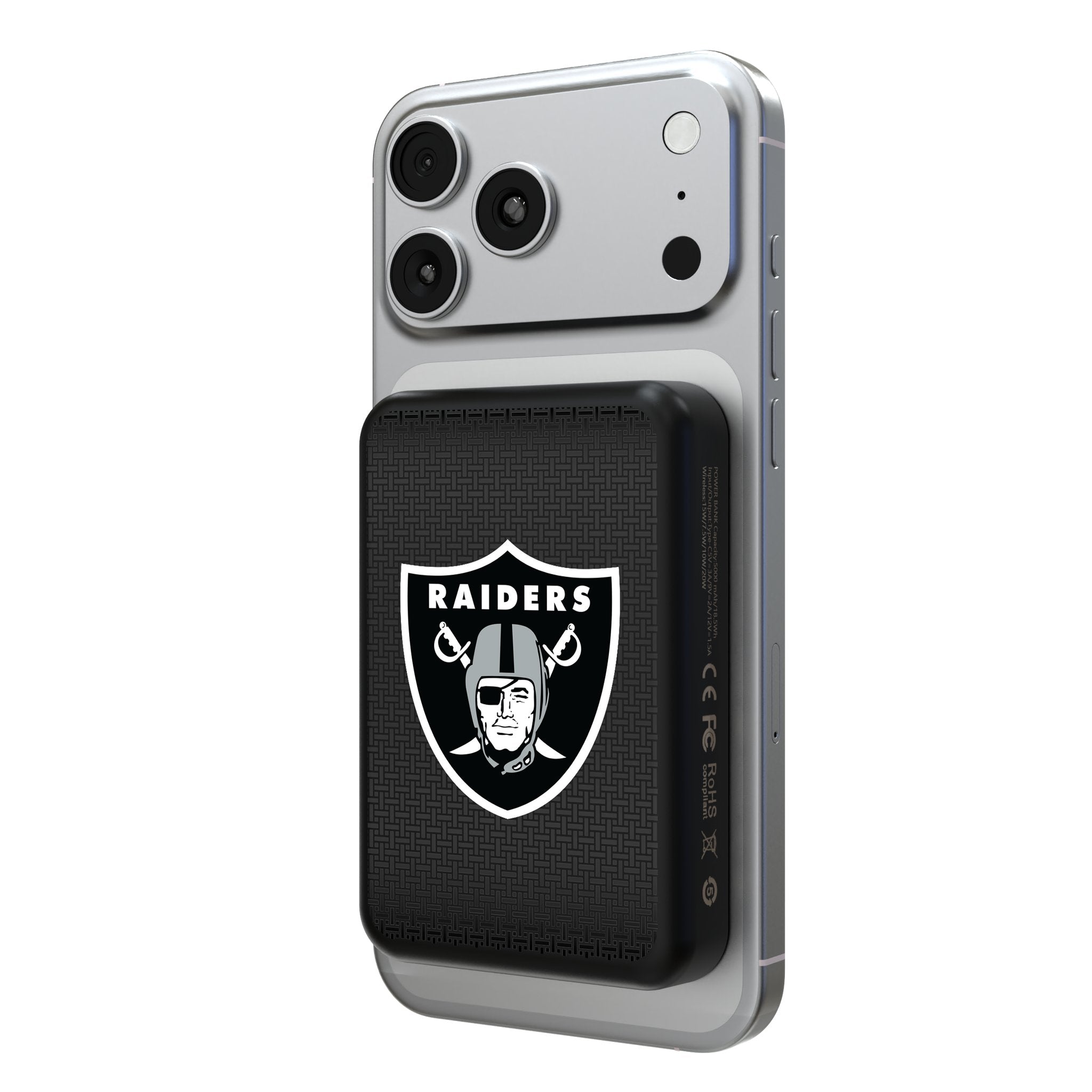 Las Vegas Raiders Linen Wireless Mag Power Bank