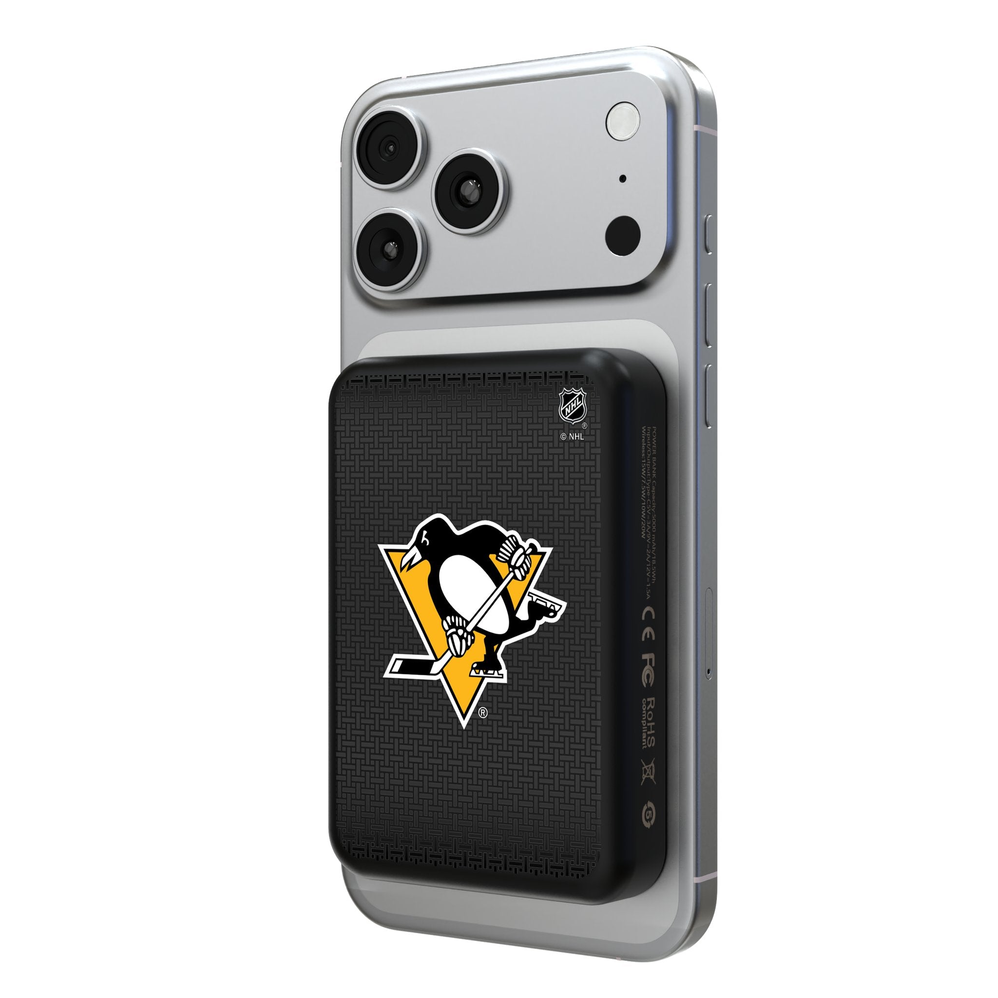 Pittsburgh Penguins Linen Wireless Mag Power Bank