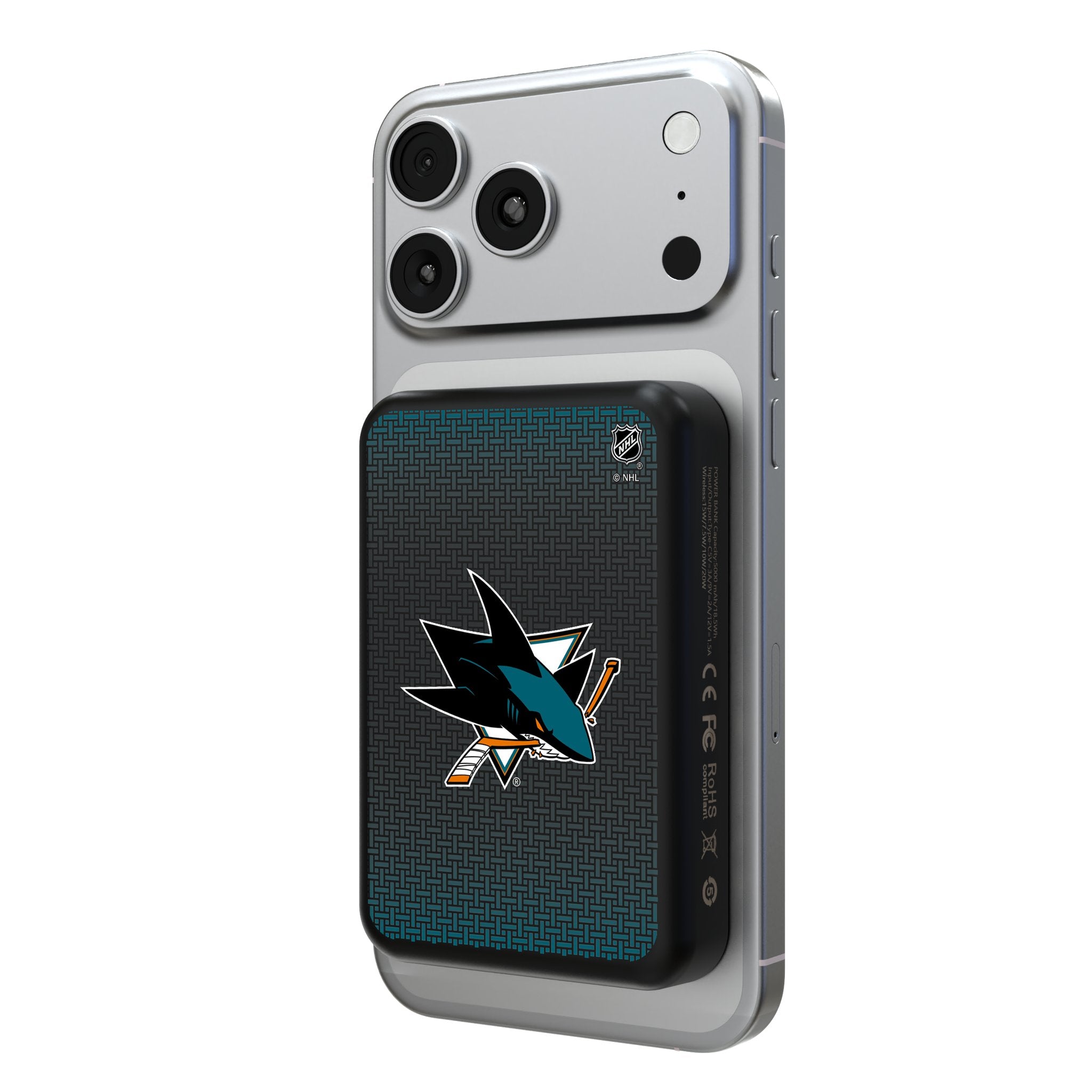 San Jose Sharks Linen Wireless Mag Power Bank