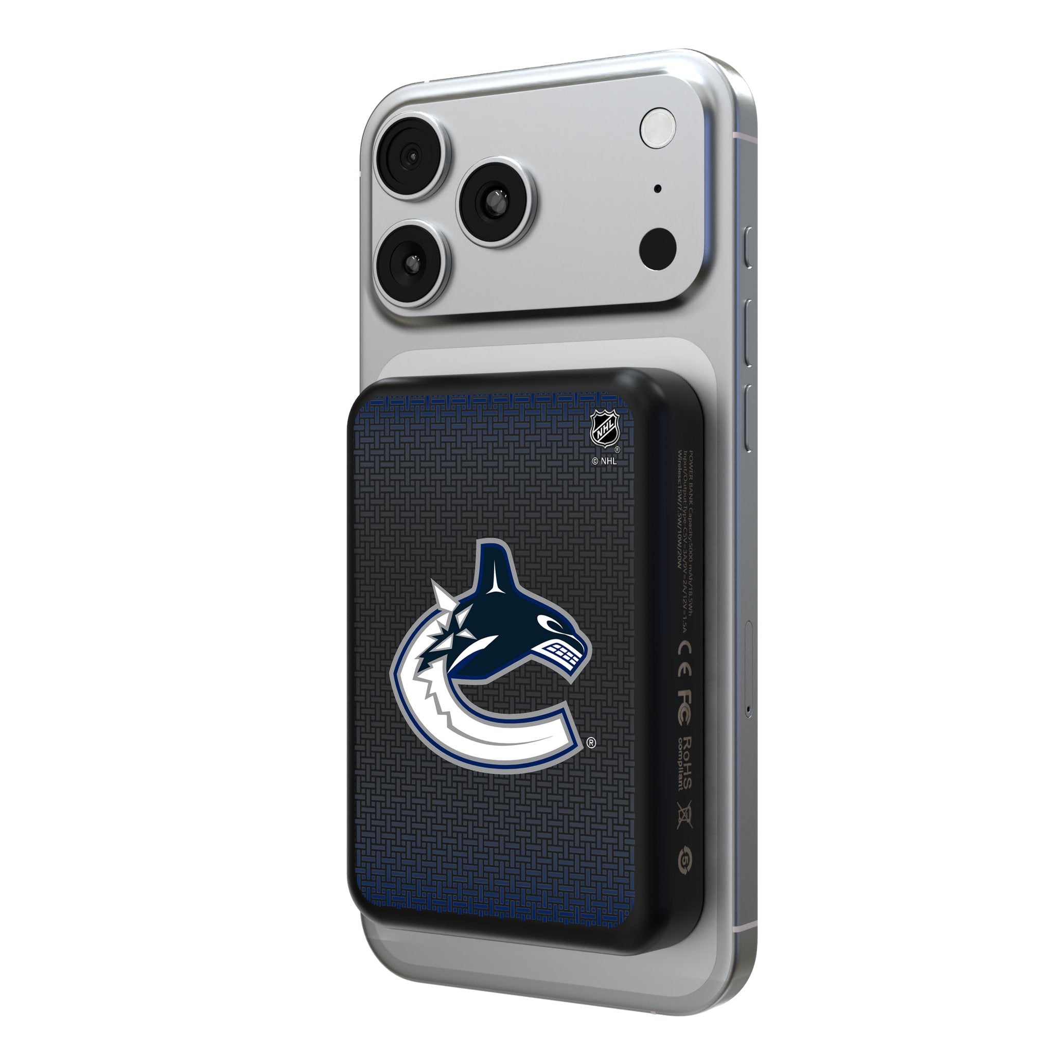 Vancouver Canucks Linen Wireless Mag Power Bank