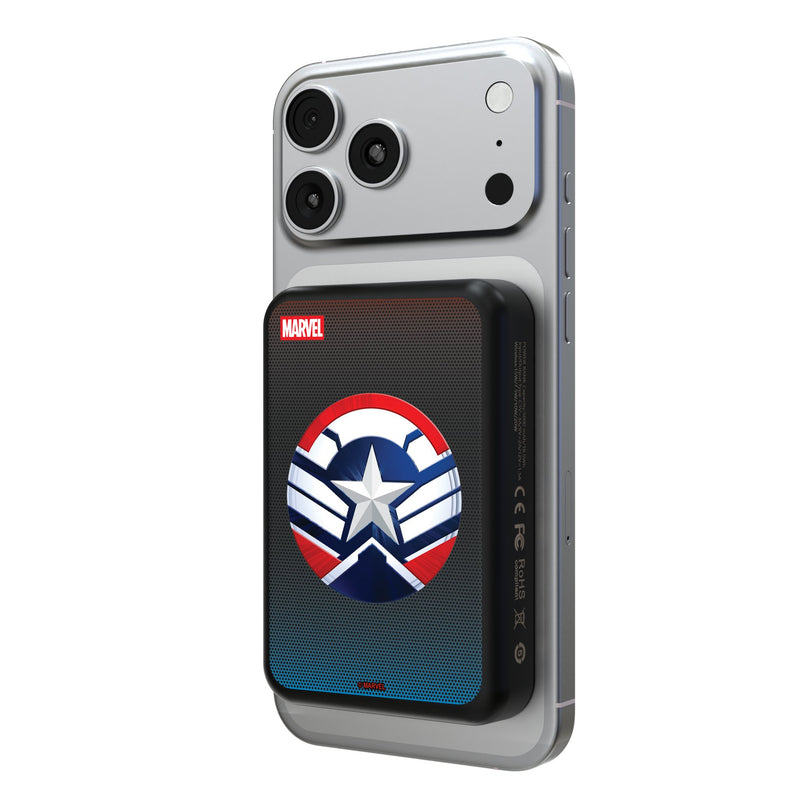 Marvel Avengers Sam Wilson Captain America Grid Wireless Mag Power Bank