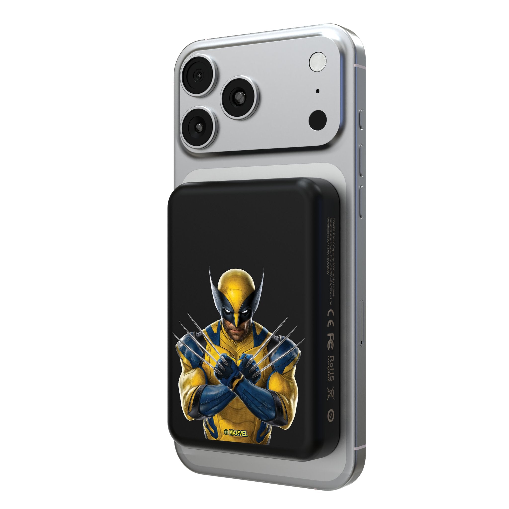 Marvel Deadpool Wolverine Badge Wireless Mag Power Bank