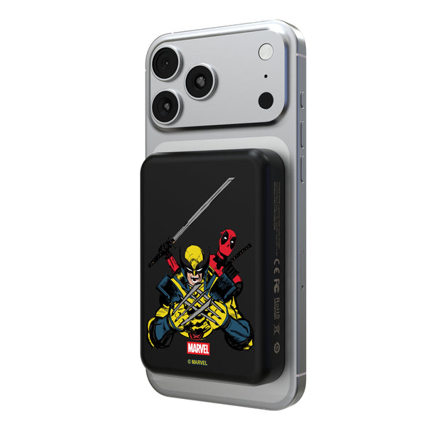 Marvel Deadpool Wolverine Badge Wireless Mag Power Bank