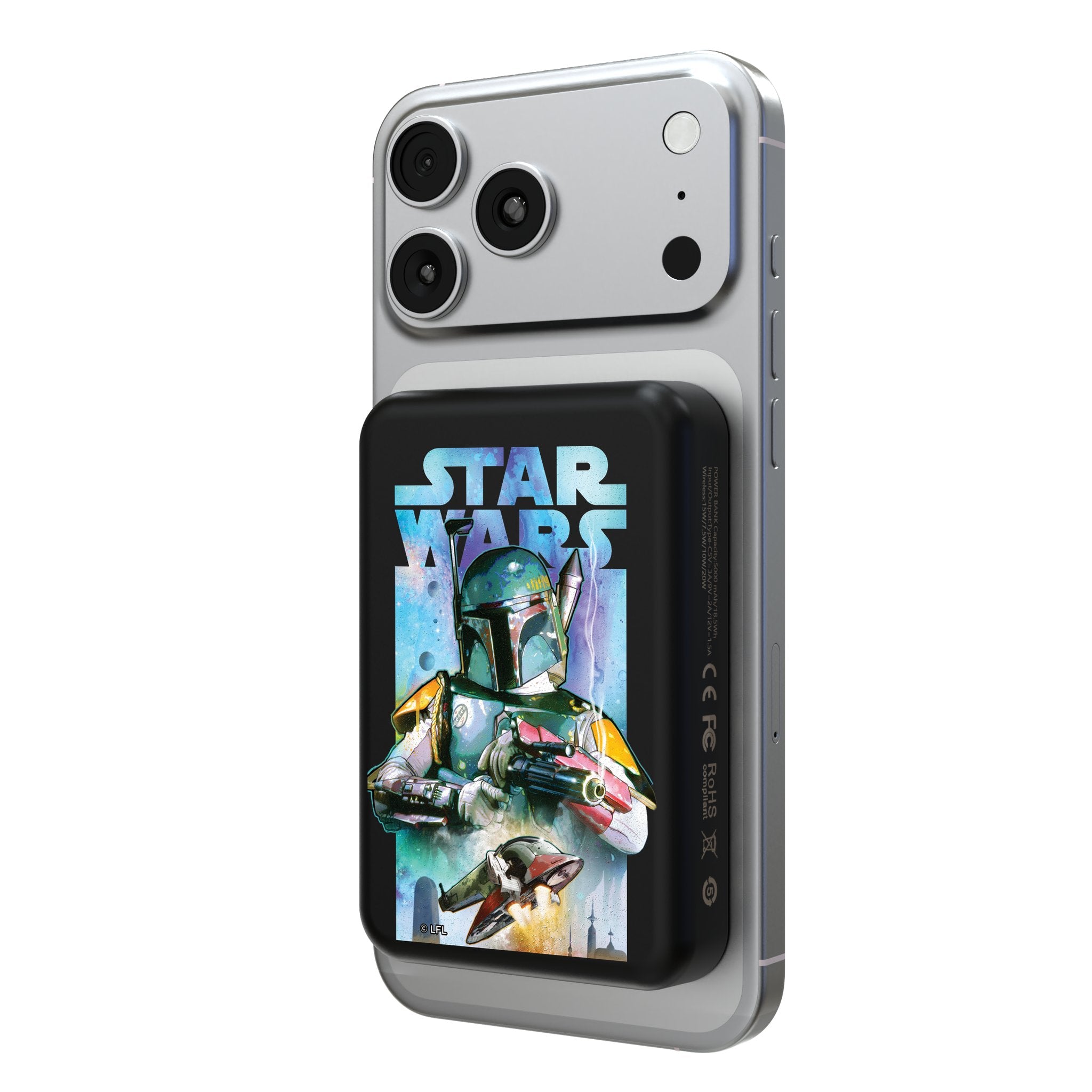 Star Wars Boba Fett Portrait Collage Wireless Mag Power Bank