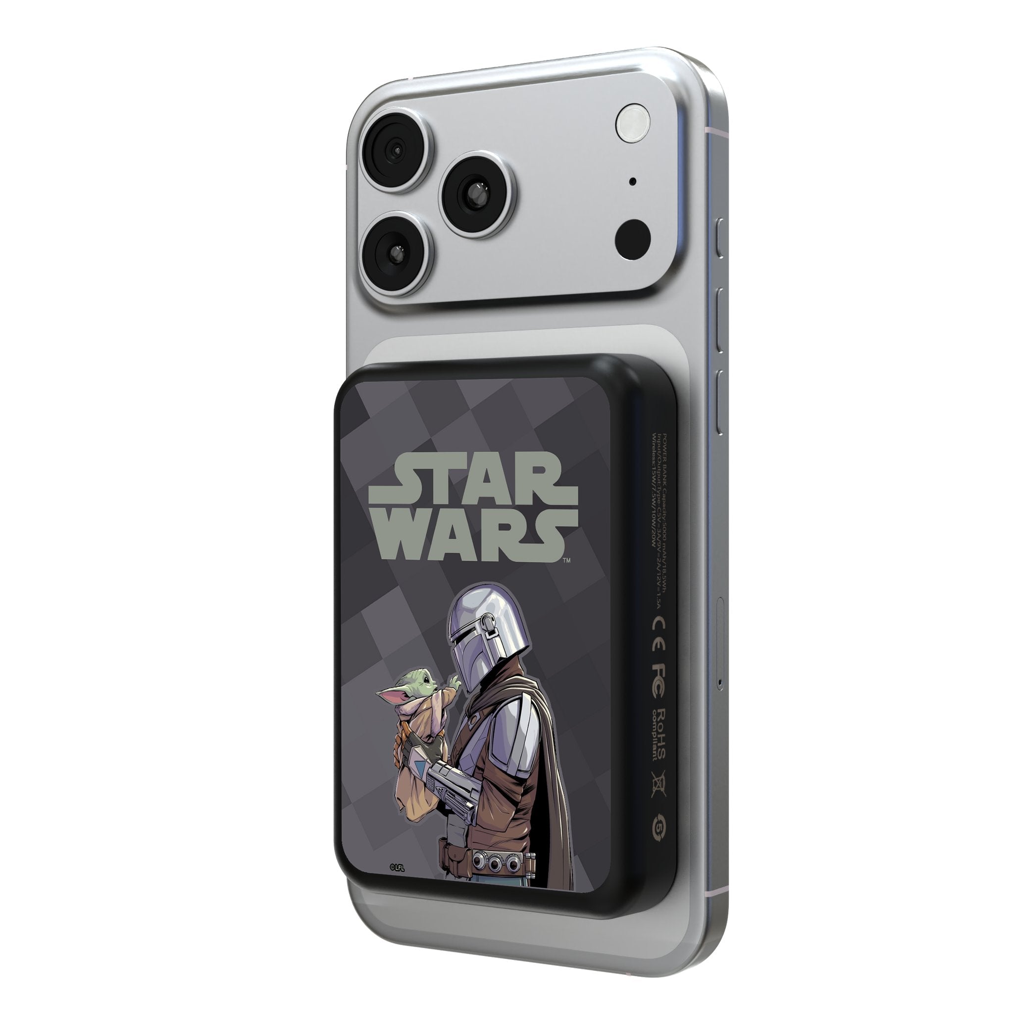 Star Wars: The Mandalorian Grogu and Din Djarin Color Block Wireless Mag Power Bank