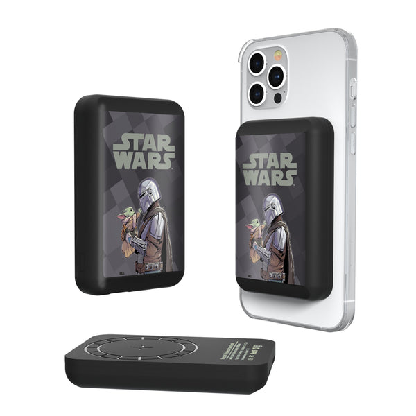 Star Wars: The Mandalorian Grogu and Din Djarin Color Block Wireless Mag Power Bank