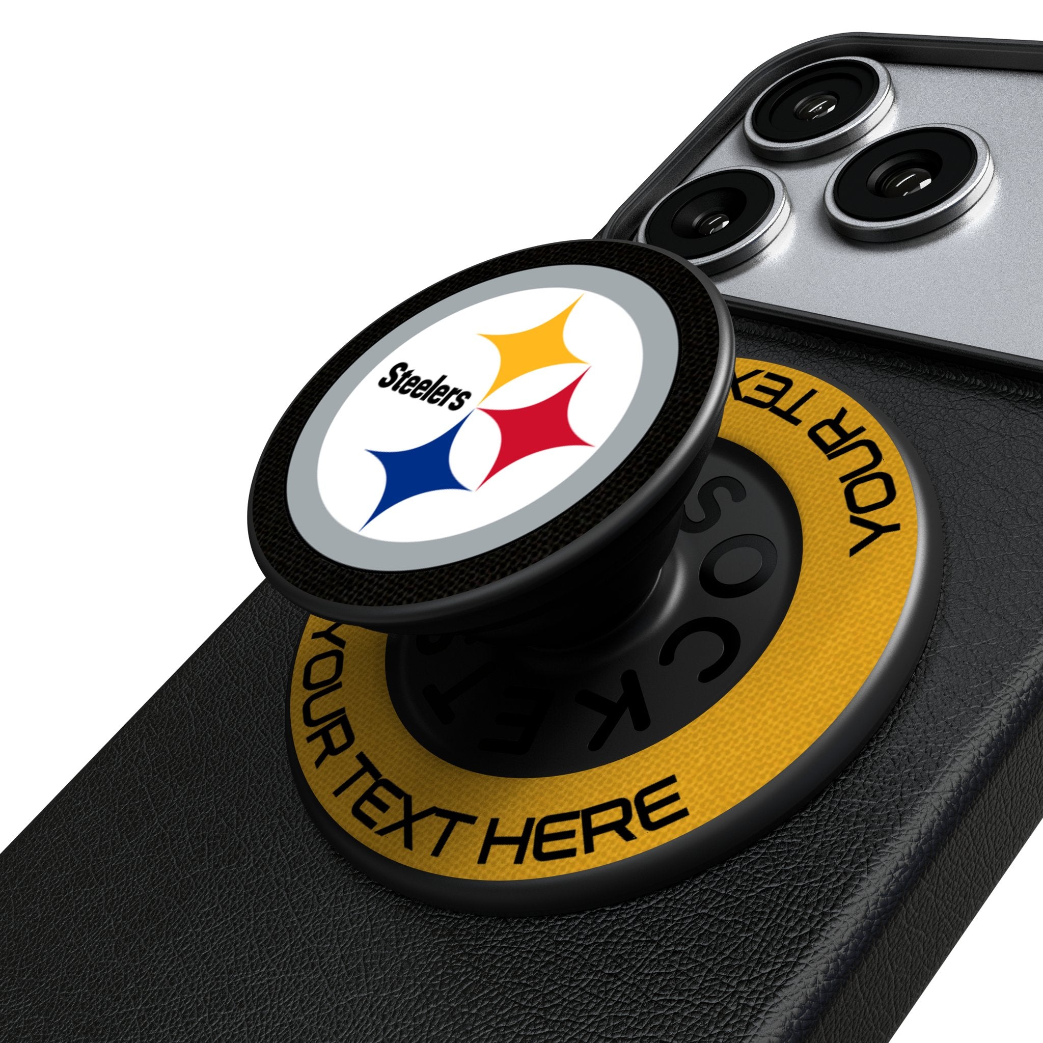 Pittsburgh Steelers Personalized Endzone Solid Popsockets Round Magnetic