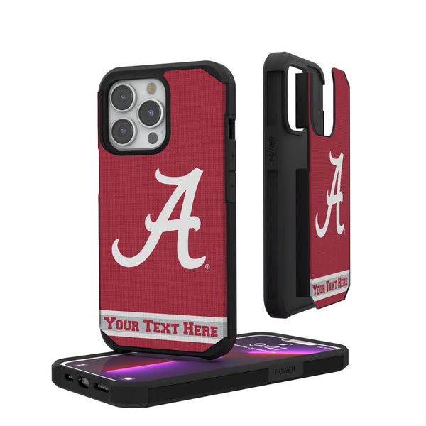 University of Alabama Crimson Tide Script A Personalized Stripe iPhone Rugged Phone Case for Apple iPhone