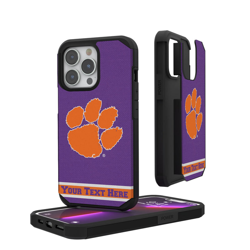 Clemson University Tigers Personalized Stripe iPhone Rugged Phone Case for Apple iPhone