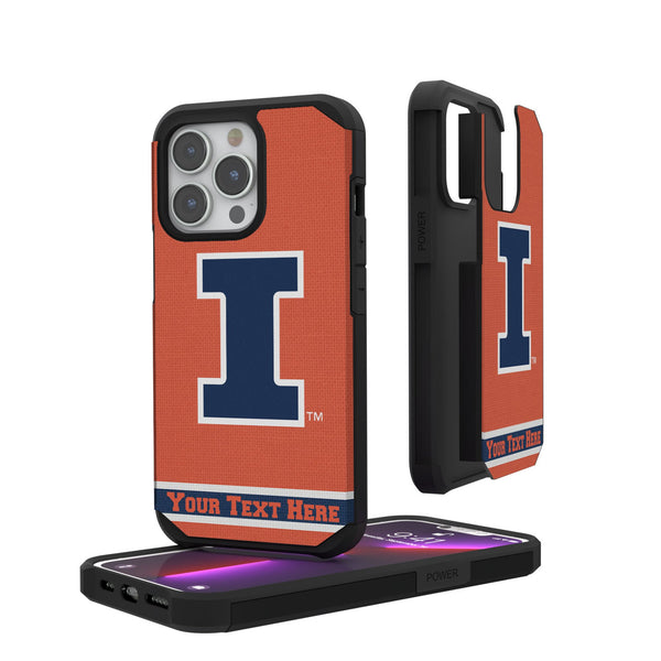 University of Illinois Fighting Illini Personalized Stripe iPhone Rugged Phone Case for Apple iPhone