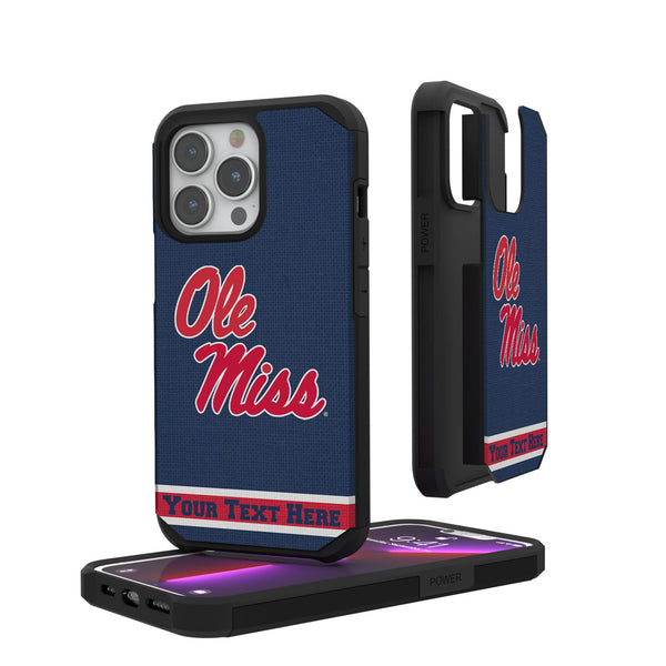 University of Mississippi Rebels Personalized Stripe iPhone Rugged Phone Case for Apple iPhone