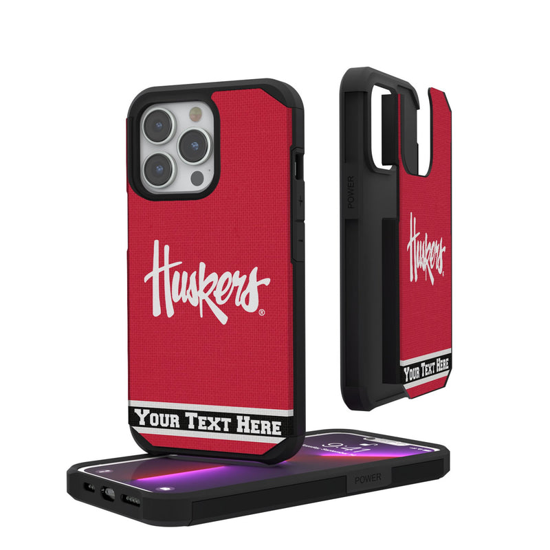 University of Nebraska Huskers Personalized Stripe iPhone Rugged Phone Case for Apple iPhone