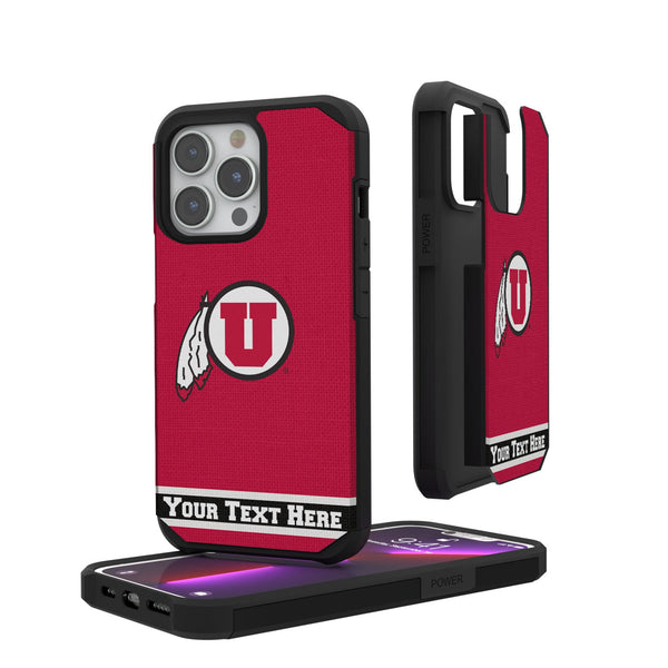University of Utah Utes Personalized Stripe iPhone Rugged Phone Case for Apple iPhone