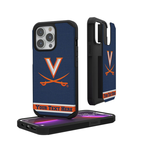 University of Virginia Cavaliers Personalized Stripe iPhone Rugged Phone Case for Apple iPhone