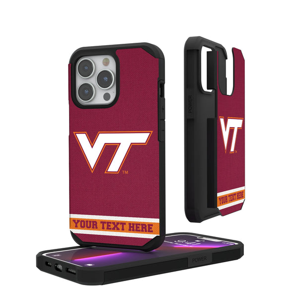 Virginia Tech Hokies Personalized Stripe iPhone Rugged Phone Case for Apple iPhone
