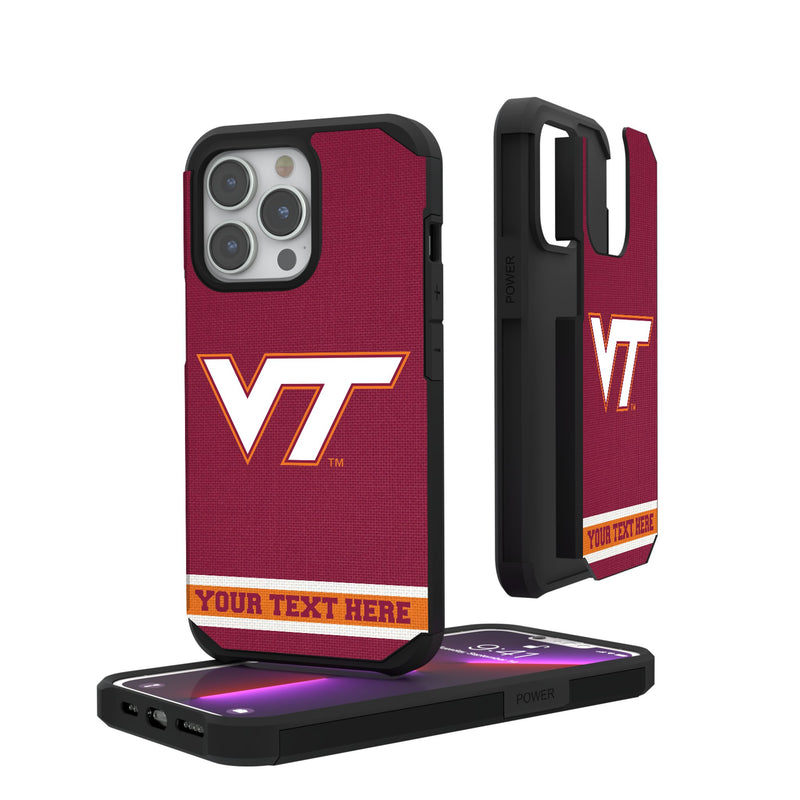 Virginia Tech Hokies Personalized Stripe iPhone Rugged Phone Case for Apple iPhone