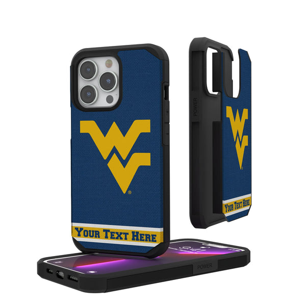 West Virginia University Mountaineers Personalized Stripe iPhone Rugged Phone Case for Apple iPhone