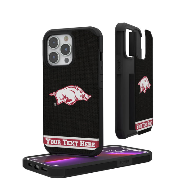 University of Arkansas Fayetteville Razorbacks Personalized Stripe iPhone Rugged Phone Case for Apple iPhone