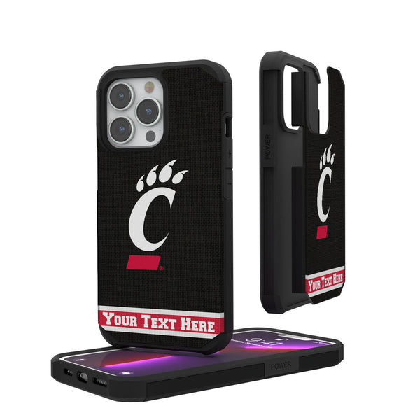 University of Cincinnati Bearcats Personalized Stripe iPhone Rugged Phone Case for Apple iPhone