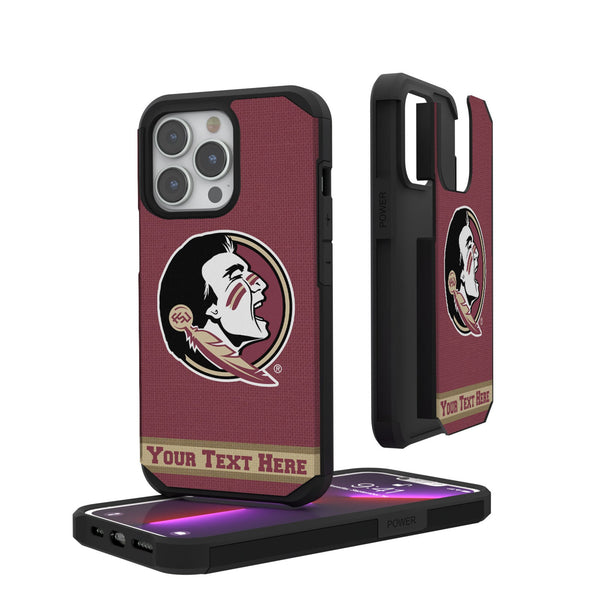 Florida State University Seminoles Personalized Stripe iPhone Rugged Phone Case for Apple iPhone