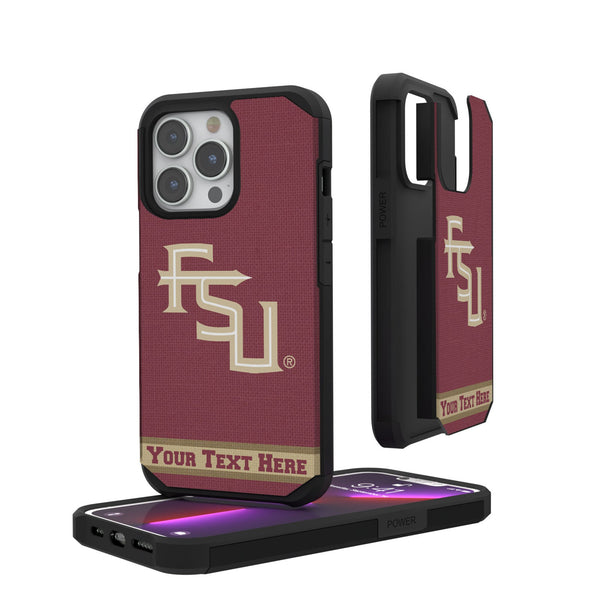 Florida State University Seminoles Athletic Wordmark Personalized Stripe iPhone Rugged Phone Case for Apple iPhone