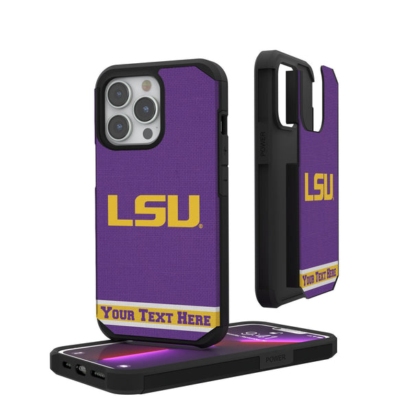 Louisiana State University Tigers Personalized Stripe iPhone Rugged Phone Case for Apple iPhone