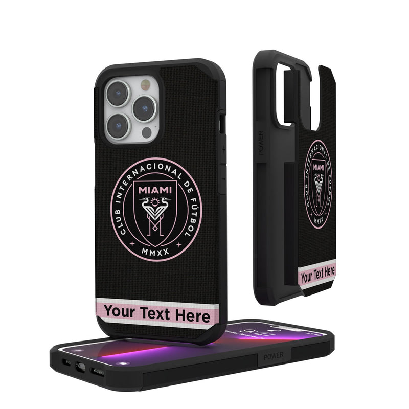 Inter Miami CF Personalized Stripe iPhone Rugged Phone Case for Apple iPhone