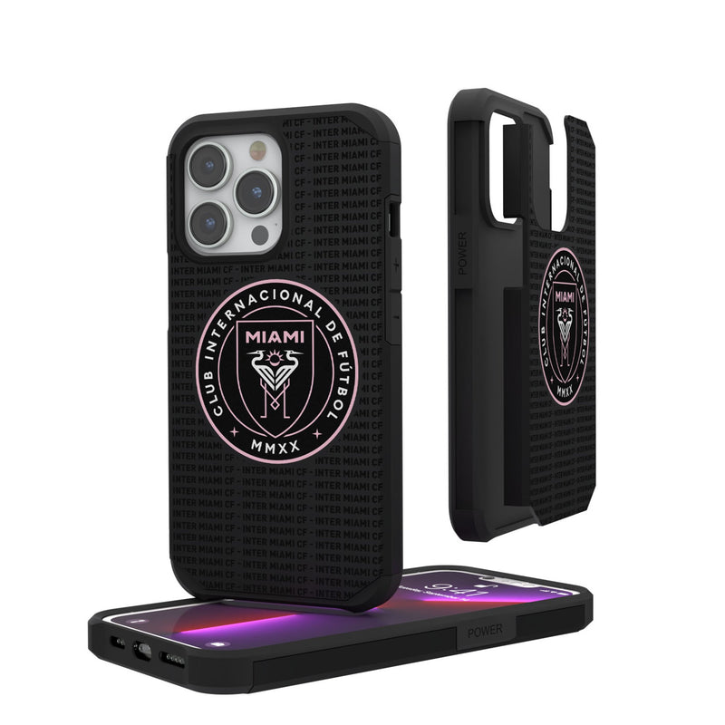 Inter Miami CF  Text Backdrop iPhone Rugged Phone Case