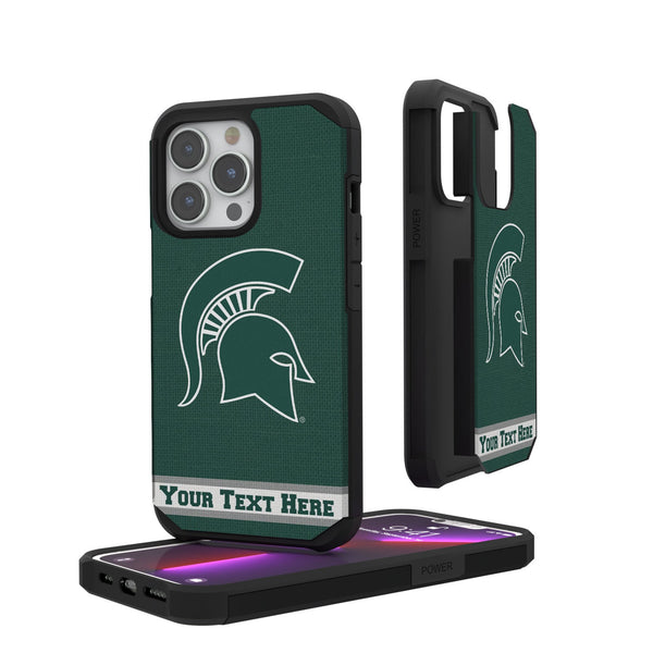 Michigan State University Spartans Personalized Stripe iPhone Rugged Phone Case for Apple iPhone