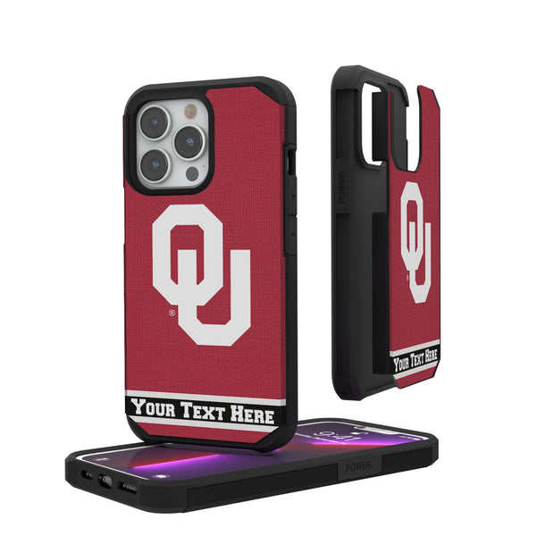 University of Oklahoma Sooners Personalized Stripe iPhone Rugged Phone Case for Apple iPhone