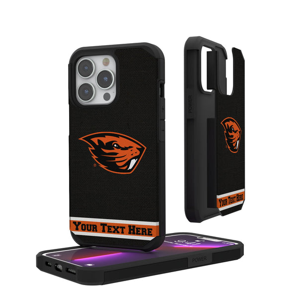 Oregon State University Beavers Personalized Stripe iPhone Rugged Phone Case for Apple iPhone