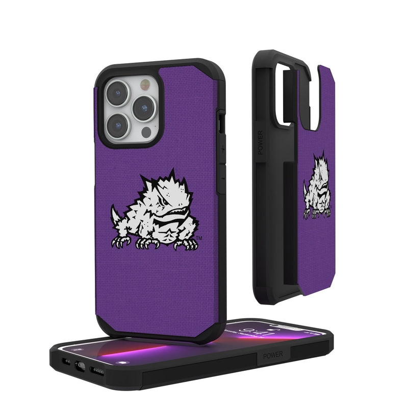 Texas Christian University Horned Frogs Athletic Frog Solid iPhone Rugged Phone Case