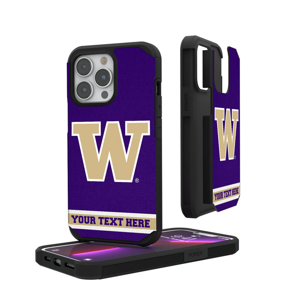 University of Washington Huskies Personalized Stripe iPhone Rugged Phone Case for Apple iPhone