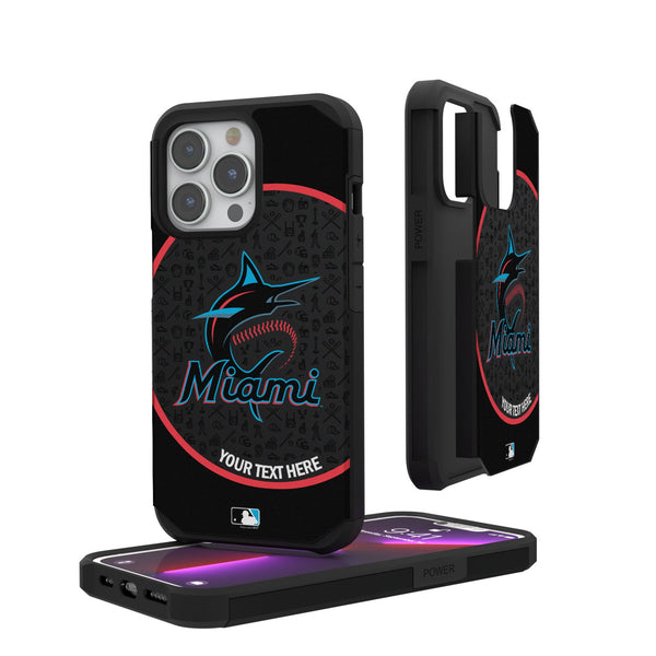 Miami Marlins Personalized Circle iPhone Rugged Phone Case for Apple iPhone