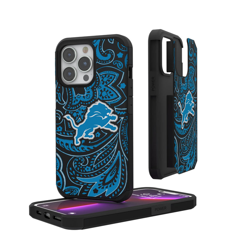 Detroit Lions Paisley iPhone Rugged Phone Case