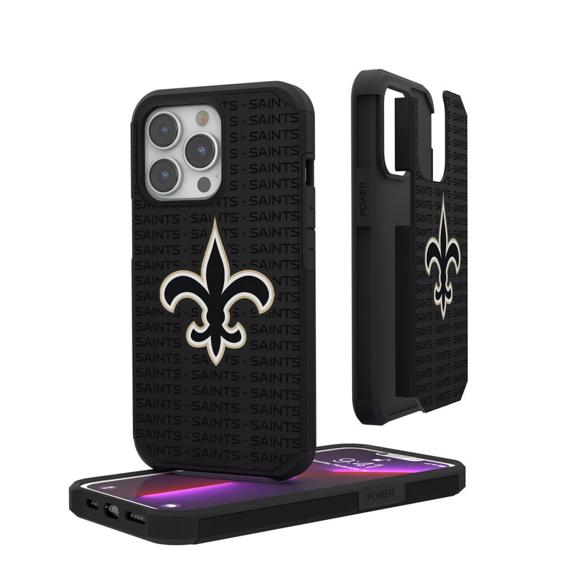 New Orleans Saints Text Backdrop iPhone Rugged Phone Case