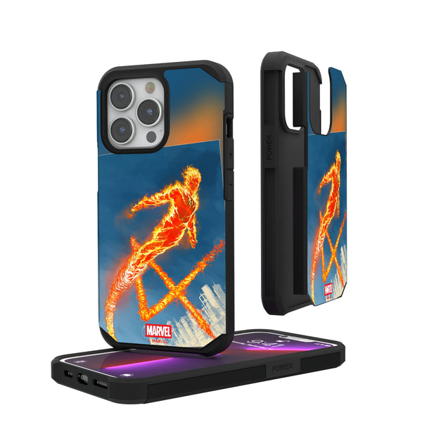 Marvel Human Torch Cover Art iPhone Rugged Phone Case for Apple iPhone
