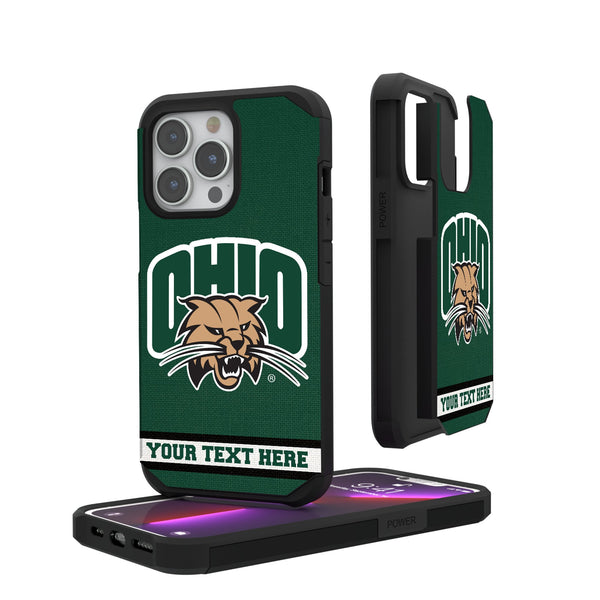 Ohio University Bobcats Personalized Stripe iPhone Rugged Phone Case for Apple iPhone
