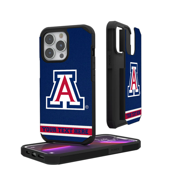 University of Arizona Wildcats Personalized Stripe iPhone Rugged Phone Case for Apple iPhone