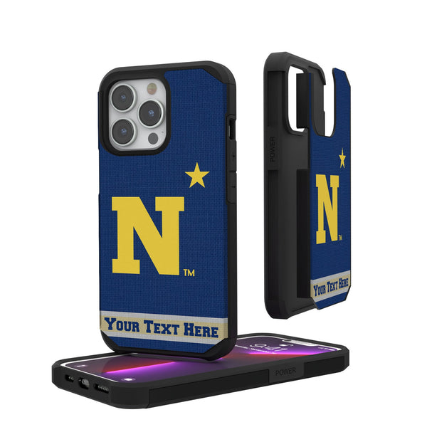 United State Naval Academy Midshipmen Personalized Stripe iPhone Rugged Phone Case for Apple iPhone