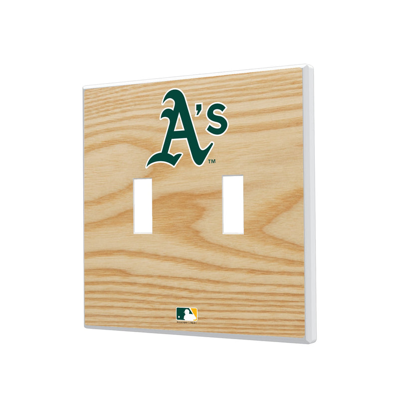 Oakland Athletics Baseball Bat Hidden-Screw Light Switch Plate