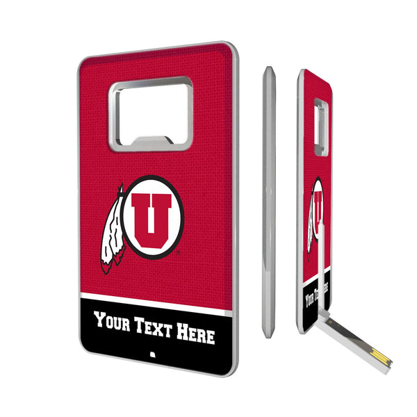 University of Utah Utes Personalized Endzone Solid Credit Card USB Drive with Bottle Opener 32GB