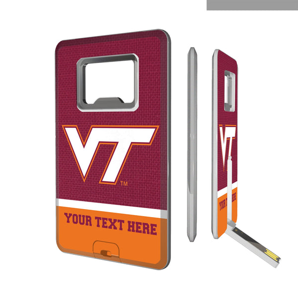 Virginia Tech Hokies Personalized Endzone Solid Credit Card USB Drive with Bottle Opener 32GB