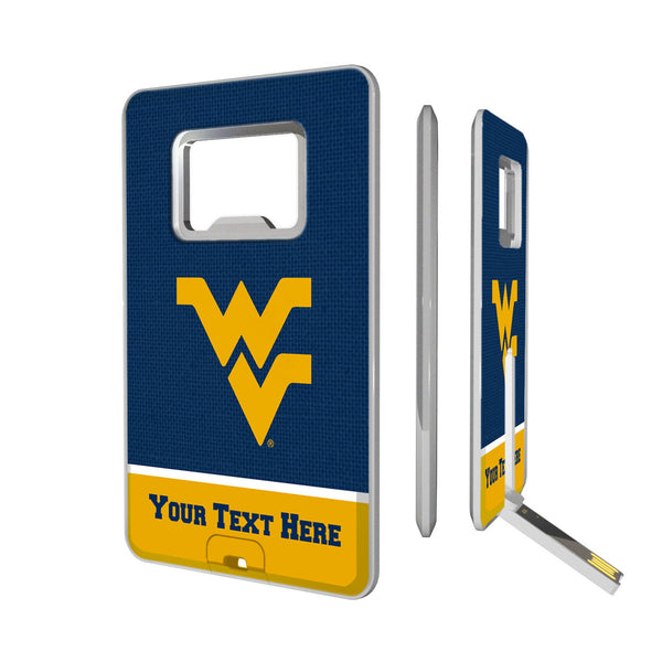 West Virginia University Mountaineers Personalized Endzone Solid Credit Card USB Drive with Bottle Opener 32GB