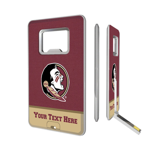 Florida State University Seminoles Personalized Endzone Solid Credit Card USB Drive with Bottle Opener 32GB
