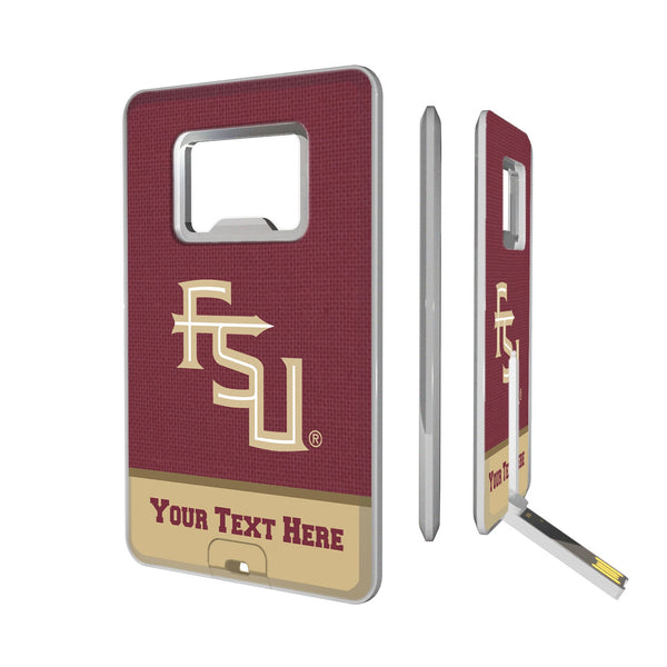 Florida State University Seminoles Athletic Wordmark Personalized Endzone Solid Credit Card USB Drive with Bottle Opener 32GB