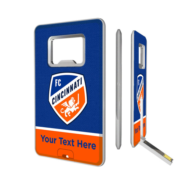 FC Cincinnati Personalized Endzone Solid Credit Card USB Drive with Bottle Opener 32GB