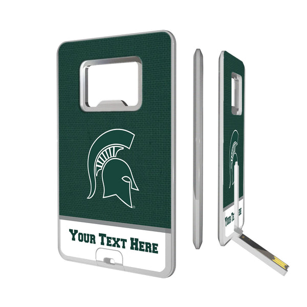 Michigan State University Spartans Personalized Endzone Solid Credit Card USB Drive with Bottle Opener 32GB